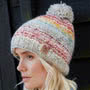 Pachamama Knitwear Langtang Bobble Beanie Multi Hat wearing