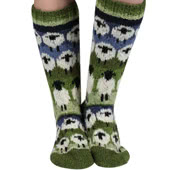 Pachamama Knitwear Long Socks are handknitted in Nepal, made from 100% wool to fit women's UK 4-7 shoe size.