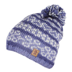 Pachamama Montauk Bobble Beanie, handknitted, 100% wool with a soft cotton jersey lining, featuring a fairisle pattern finished with a matching pompom bobble.