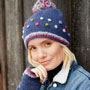 Pachamama Knitwear Montpellier Bobble Beanie Denim Hat left side