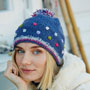Pachamama Knitwear Montpellier Bobble Beanie Denim Hat On