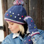 Pachamama Knitwear Montpellier Bobble Beanie Denim Hat together