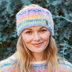 Pachamama Knitwear San Francisco Headband ear warmers, inspired by the vibrant city of San Francisco, 100% wool, fleece lined. 