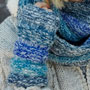 Pachamama Knitwear Sierra Nevada Handwarmer Blue wearing