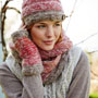 Pachamama Knitwear Sierra Nevada Handwarmer Red Earth wearing