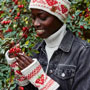 Pachamama Knitwear Strawberry Handwarmer wearing