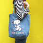 Peanuts Snoopy Be Happy Stonewash Tote Wearing