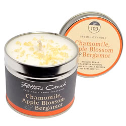 Potters Crouch Chamomile, Apple & Bergamot Scented Candle. These candles are made from the very best pharmaceutical grade wax (this is the purest wax that you can buy) it is then infused with  pure essential oils making it one of the best quality candles 
