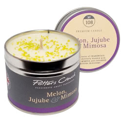 Potters Crouch Melon, Jujube & Mimosa Scented Candle. These candles are made from the very best pharmaceutical grade wax, it is then infused with  pure essential oils making it one of the best quality candles currently on the market! Vegan friendly with n