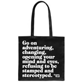 Quotable Totes are made from 100% cotton canvas, have a long handle for hand or shoulder and have a classic quote printed across the front.