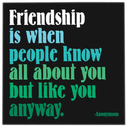 Quotable Card - Friendship is when people know all about you but like you anyway - with words from an anonymous source. Made from 100% re-cycled paper it comes with a white envelope and the back of each quotable card contains a factoid with information re