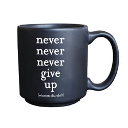 Quotable Mini Espresso Mug Never Give Up