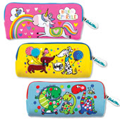 Rachel Ellen Pencil Cases including Dinosaurs, Little Ballerina, Animals, Unicorn and Bee Happy designs - Size: 9.5 x 20 cm.