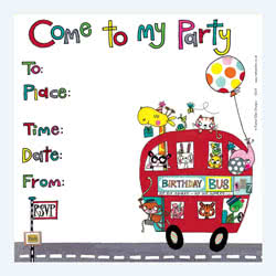 Rachel Ellen Birthday Bus Party Invitation