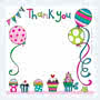 Rachel Ellen Cakes and Balloons Thank You Card Pack of 8 + Envelopes