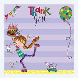 Rachel Ellen Girl on Roller Blades Thank You Card