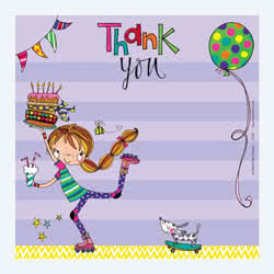 Girl on Roller Blades Thank You Card