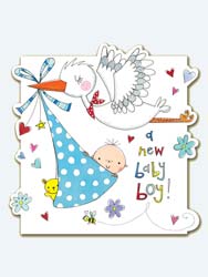 New Baby Boy Stork Card