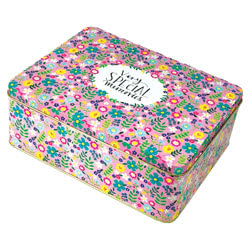 Pink Floral Special Memories Rectangular Tin