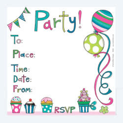 Rachel Ellen Cakes and Balloons Party Invitation