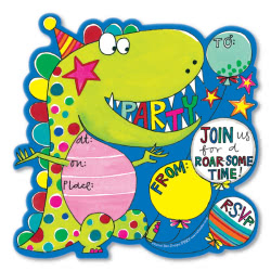 Rachel Ellen Dinosaurs Party Invitations - Die Cut 