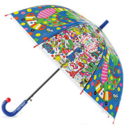 Rachel Ellen Dinosaurs Umbrella. Perfect for children aged 5 years or older. This fabulous design features fun dinosaur characters, great for dino-fanatics.  Made from durable transparent POE material and finished off with a bright plastic handle.