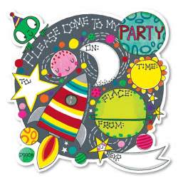 Space Party Invitations - Die Cut