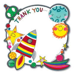 Rachel Ellen Space Thank You Cards - Die Cut