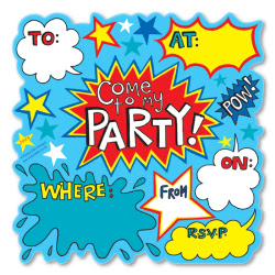 Super Hero Party Invitations - Die Cut