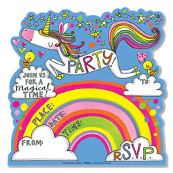 Unicorn & Rainbow Party Invitations Die Cut