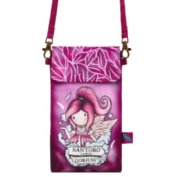 Gorjuss Dancing On Air Pocket Bag by Santoro. This compact Elements Pocket Bag has been designed to perfectly fit your phone or purse and to keep your other essentials safe. It can be worn cross-body or as a shoulder bag. The front is adorned  with the et