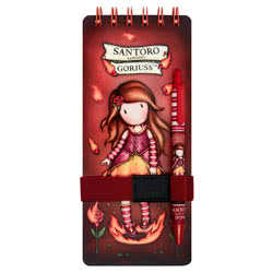 Gorjuss Fire In My Heart Jotter & Pen by Santoro. Perfect for writing shopping lists and quick notes. The front cover has the ethereal Fire In My Heart Gorjuss artwork. The pen comes with a stretchy strap holder to keep it safely attached and is also ador