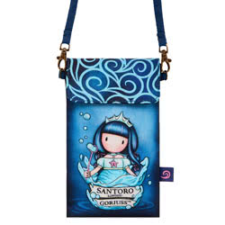 Gorjuss Walking On Water Pocket Bag by Santoro. This compact Elements Pocket Bag has been designed to perfectly fit your phone or purse and to keep your other essentials safe. It can be worn cross-body or as a shoulder bag. The front is adorned  with the 