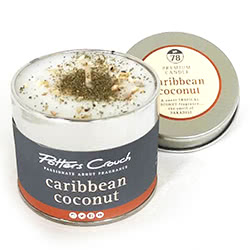 Potters Crouch Caribbean Coconut Scented Candle. These candles are made from the very best 
pharmaceutical grade wax (this is the purest wax that you can buy) it is then infused with sweet tropical coconut milk, making it one of the best quality 
candle