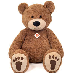 Introducing Teddy Hermann soft toy Brown Teddy Bear with Paws in a 75 cm size. Coming in a rich brown, ruffled fur body with a cute smiley face and the classic footprint soles. Filled with 100% recycled polyester.