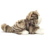 Teddy Hermann Grey Tabby Cat Lying 20 cm Soft Toy side view
