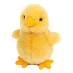 Introducing Teddy Hermann soft toy Chick in a 10 cm size. Coming in a rich yellow fluffy body with orange webbed feet, tiny wings, delicate beak and glossy black eyes.