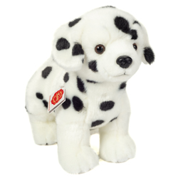 Teddy Hermann Dalmatian Standing 23cm Plush Soft Toy with a white fur body covered in the classic Dalmatian black spots & adorable cute looks.
