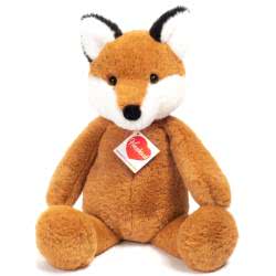 Teddy Hermann Foxie Fox soft toy in a 32 cm size. Coming in a super soft light brown fur body, cream muzzle with matching inner ears, and a cute black button nose.