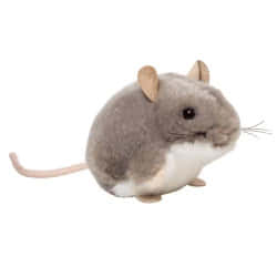 Teddy Hermann Grey Mouse soft toy in a 9 cm size. This tiny life-like rodent is just the cutest. Coming with soft fuzzy grey fur, white tummy, fine whiskers, small beige ears and matching feet, with a long tail.