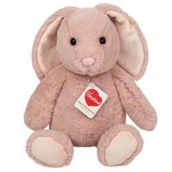 Teddy Hermann Haley Pink Bunny 32cm plush soft toy featuring a soft muted pink fur body.