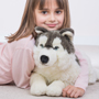 Teddy Hermann Husky Lying 60cm Plush Soft Toy holding