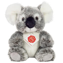 Teddy Hermann Koala soft toy in a 21 cm size. Coming with mottled grey and white soft fur, and totally realistic features including the classic black nose and fluffy ears.