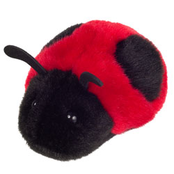 Teddy Hermann Ladybug 11cm plush soft toy. This gorgeous little ladybird comes in the traditional red & black fur body with little black antennae and glossy black safety eyes.