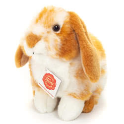 Teddy Hermann Bunny in light brown & white sitting soft toy in a 20 cm size. This  bunny looks so real! Coming with super soft ginger and white fur, long floppy ears and the most adorable, cute looks.