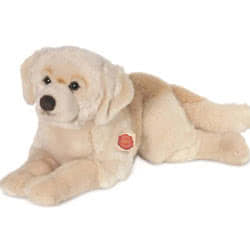 Teddy Hermann  Golden Retriever Dog lying soft toy in a 60cm size. Coming with a soft fluffy cream fur body, soft brown nose, floppy ears, long tail and the most adorable expression.