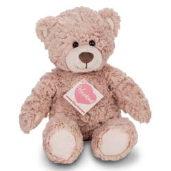 Teddy Hermann Pepper Teddy Bear soft toy in a 30 cm size. Coming in a subtle pink, ruffled fur body, smooth pads and matching muzzle. It is perfectly proportioned.