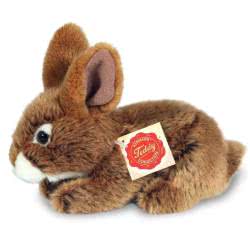Teddy Hermann Brown Rabbit sitting soft toy in a 19 cm size. Coming with speckled two-tone brown fur, white muzzle, alert ears and adorable, cute looks.