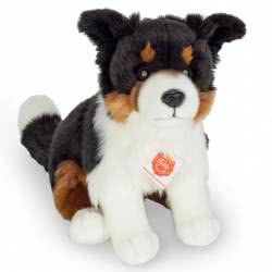 Teddy Hermann sitting Tri-Colour Border Collie soft toy in a 30 cm size. This gorgeous canine comes with traditional border collie features, with super soft white, brown and black fluffy fur, with glossy eyes and alert ears.