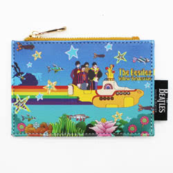 The Beatles Yellow Submarine Zip Purse. This slimline purse features a psychidelic design of The Beatles under the sea. It comes with a zipped pocket and 4 cardholder slots on the reverse, with illustrations of seaworld flora, fish, stars and a rainbow tr